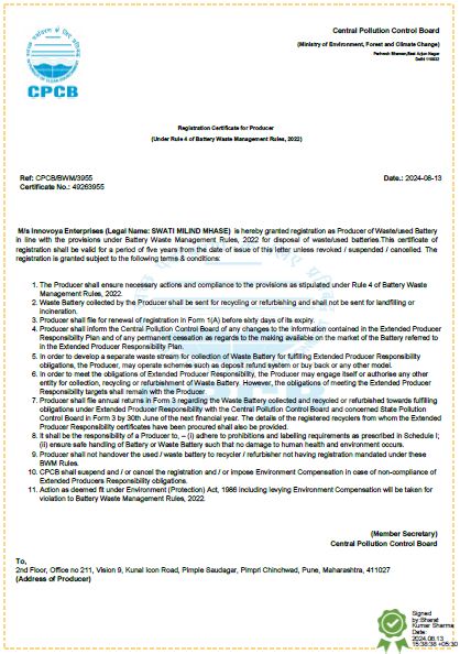 Extended Producer Responsibility EPR certificate